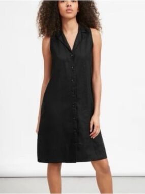 Everlane The Linen Sleeveless Shirt Dress Black Women’s